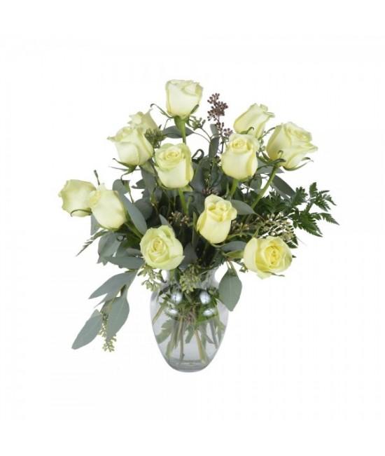 L'arrangement de 12 roses vertes